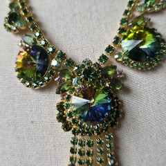 Vintage Juliana Necklace Watermelon Rivoli Rhinestone Tassel Please READ