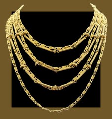 Vintage LISNER 7-Strand Link Necklace GOLDTONE 14-17″ BOHO CHIC Cocktail GYPSY