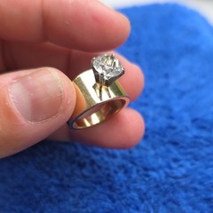 Vintage 14KT HGE Clear CZ Solitaire Wide Band Cocktail Ring