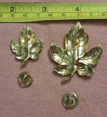 LOT of 2 Vintage Autumn Fall Maple Leaf Lapel Pin Marked KC Kenneth Cole?