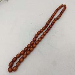 Antique Ottoman Dark Honey Cognac Bakelite Catalin Faturan Bead Necklace 84.71g