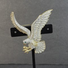 Jewelry Lot Bird Brooch Pin Eagle Hummingbird Roadrunner Rhinestone Enamel Gold