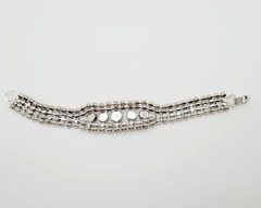 La Rel Rhinestone Clear Sparkling Wide Multi Stone Fancy Dress Vintage Bracelet