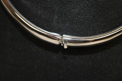 LANVIN Vintage Minimalist Choker Necklace Polished Silver Chrome Finish