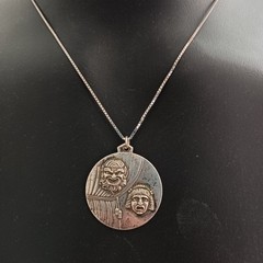 Theater Mask Silver Pendant Necklace Drama Comedy Art Vintage Masks Dramatic