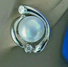 Original Elegant Pearl DIAMOND European Earrings Deco Design Syle Studs 14K GOLD