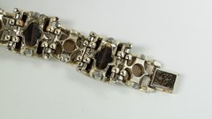 1950s Vintage Tank Bracelet Brown Thermoset Moonglow Lucite Chunky Links MCM