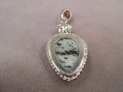 Vintage Southwest Sterling White Buffalo Turquoise Flower Teardrop Pendant