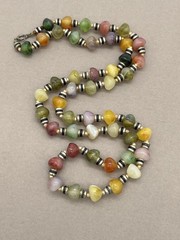 Vintage Boho Faux Stone Beaded Necklace Multicolor Plastic Beads