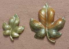 LOT of 2 Vintage Autumn Fall Maple Leaf Lapel Pin Marked KC Kenneth Cole?