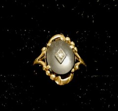 Vintage 10k Yellow Gold Art Deco Diamond & Onyx Ring Sz 7.25 3 g