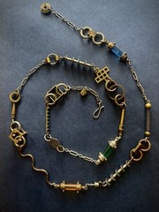 VINTAGE THOMAS MANN TECHNO ROMANTIC NECKLACE MIXED METALS SIGNED STEAMPUNK RARE