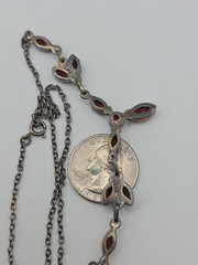 Vintage Sterling Silver 925 Garnet Collar Necklace 16″ 9.5g