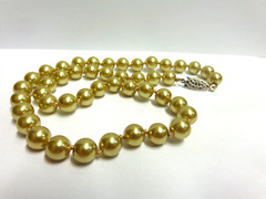 vintage pearl necklace gold color hd knotted sz 16 in lg 8.5 mm sz pearls wgt33g