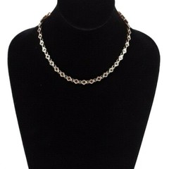 Womens Faux Ruby Rhinestone Chain Collar Necklace Gold Tone EUC