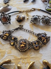 Vintage Mixed Stone Material Curated Jewelry Lot Picasso Jasper Bronze Copper A+