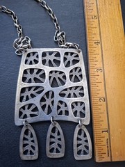 Rare Vtg Signed Louis Giusti Abstract 1960 Pendant Necklace Modernist/Brutalist