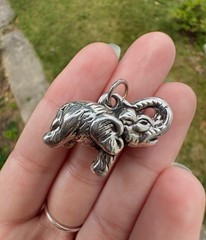 925 Sterling Silver Elephant 3D hollow pendant