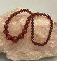 Vintage, Art Deco, Cherry Amber, Faceted Bakelite 15″ Necklace-Simi Tested