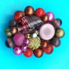 Vintage Japan Multi-Color Clip On Cluster Beaded Earrings Boho Chic