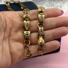 Victorian Tri-Gold Filled Book Chain Necklace Germany Pendant Ring 20.5”