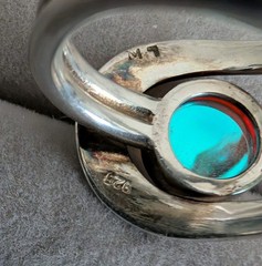 Vintage LW 925 Sterling Silver Moonstone Bypass Hippie Ring Modernist Size 7-8