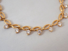VTG 1980s-90s Brilliance Premiere Designs CZ Gold Tone 7 1/2 Inch Bracelet