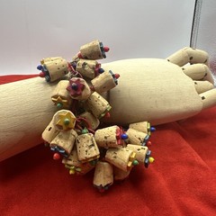 Exclusive Depression Era Cork and Multicolored Bakelite Bracelet. See pics.