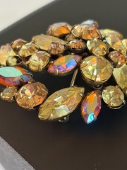 Signed Regency Rhinestone Brooch AB Amber Yellow Champagne Spray Pin