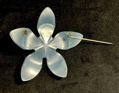 VNG Pastel Blue & Rhinestone 3 1/4” Lucite Brooch – All Original- Excellent