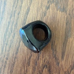 Vintage, Black Faceted Stone Statement Cocktail Ring, Size 5–5.5