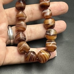 Old Mali Striped Agate Style Beads Vintage African Old Glass Beads