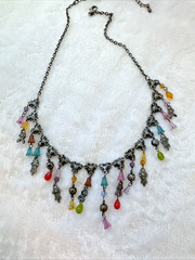 RARE Victorian Revival flower necklace colorful Modernist Jewelry y2k boho fairy