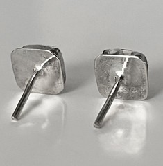 Sterling Silver and Polished Milky Aquamarine Gemstone Stud Earrings, 6mm Stones