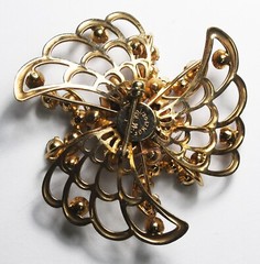 Phyllis Gold Filled Rhinestone Spiderweb 45mm Brooch Pin