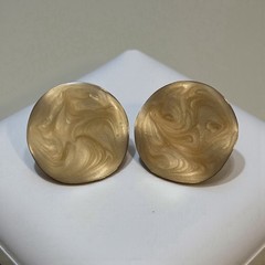 Vintage Avon Earrings Cream Beige Swirl Shimmer Wavy Stud Button Pierced