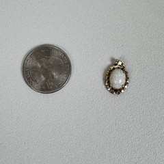 Vintage Gold-Filled Pendant w/Opalescent Glass Cabochon Mid-Century Opalite