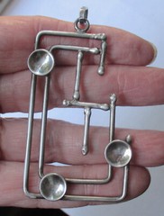 ITALY LARGE STERLING STUDIO MADE CUBIST PENDANT, 3 INCHES