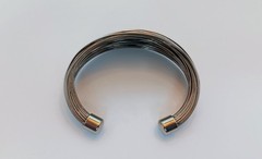 Vintage Silvertone Structured Wire Cuff Bracelet 6.75-7 in + some give