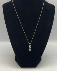 VINTAGE 14k Gold CHAIN necklace w CZ PENDANT in 14 k, marked 14k JCM, 1.61 grams