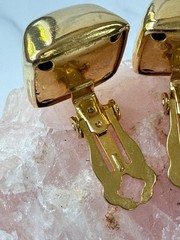 Vintage 1980’s ERWIN PEARL Chunky Gold Tone 3D PYRAMID Studs, Clip-On Backs