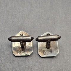VTG Siam Sterling Silver Niello Cufflinks .75in Thai Dancer Signed Willy Co