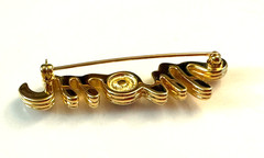 Vintage Gold Tone Clear Rhinestone MOM Brooch Pin Estate Mother’s Day Gift