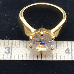 Vintage Gold Plated Cubic Zirconia’s In Stunning Bold Design Ring sz 7