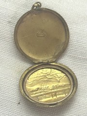 GORGEOUS ART DECO GOLD FILLED PHOTO LOCKET PENDANT.AIRPLANE DESIGN c1920