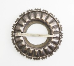 Antique 875 silver round ethnic traditional scarf shawl pin brooch Latvia