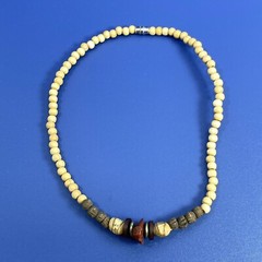 Lot of 3 Vtg Mixed Material 15″ Choker Strand Necklaces Glass Wood Plastic Stone
