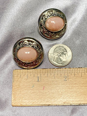 Three Ladies by roxsann Faux Rose Quartz Handcrafted Fashion Vintage Earrings
