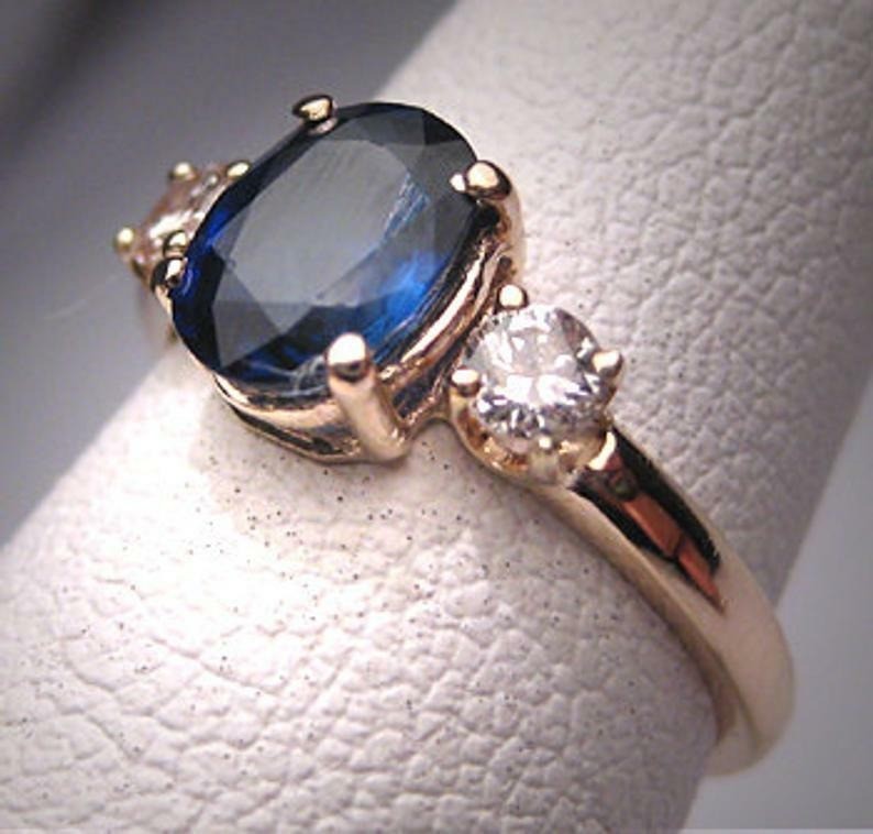 Art Deco 3.50 Ct Natural Sapphire Antique Vintage Wedding Ring 14K Rose Gold FN
