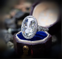 Oval Cut 4CT Lab Created Diamond Vintage Art Deco Engagement Ring 925 Silver